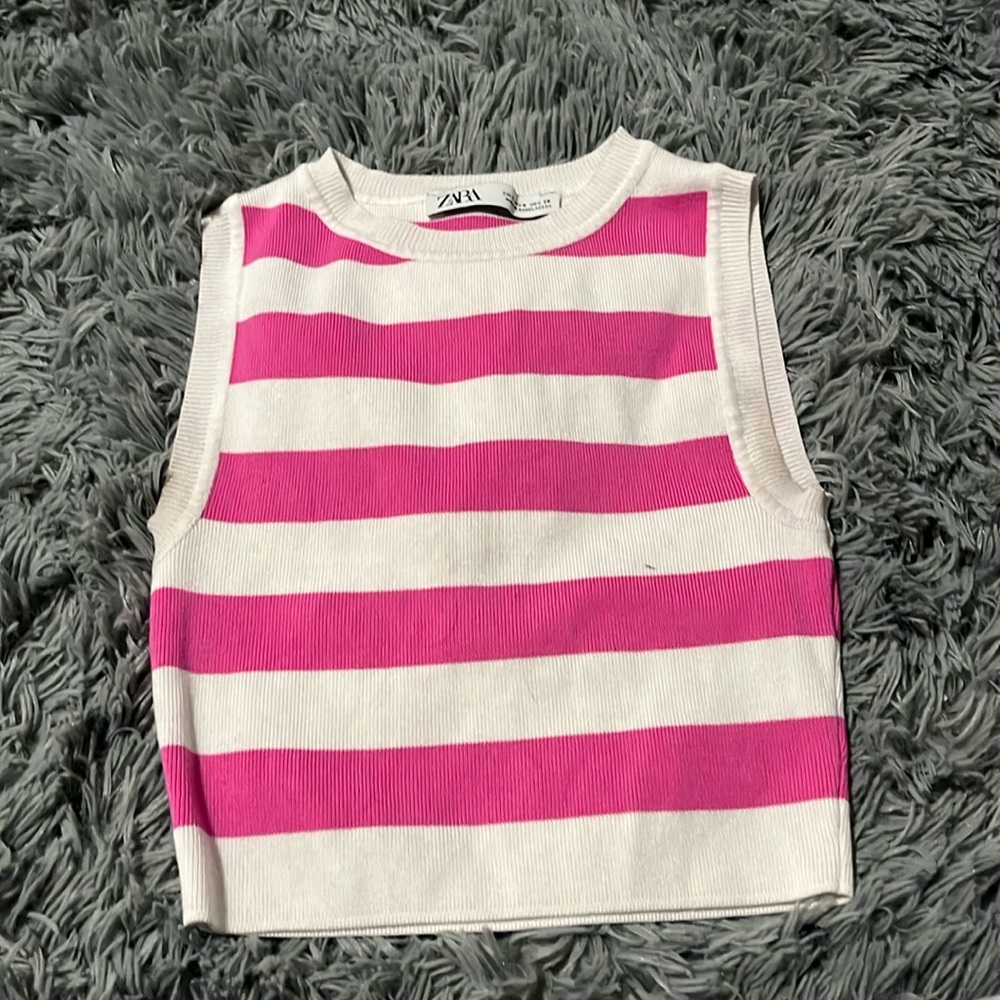 zara stripped cropped shirt